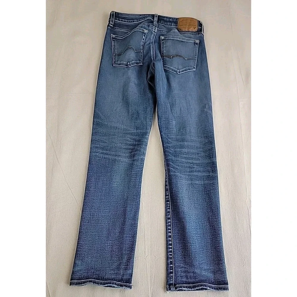 American Eagle Slim Straight Jeans Mens 28x32 Blue Stretch Whiskered Denim